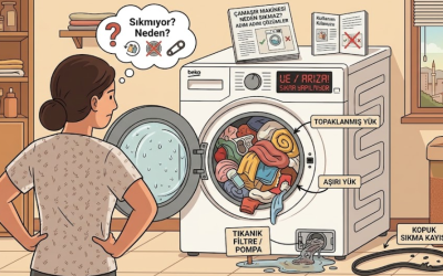 Çamaşır Makinesi Neden Sıkmaz? Islak Çamaşırda Güvenli Kontrol Sırası 6 çamaşır makinesi sıkmıyor, çamaşır makinesi sıkma yapmıyor, çamaşır makinesi ıslak bırakıyor, çamaşır makinesi tahliye etmiyor